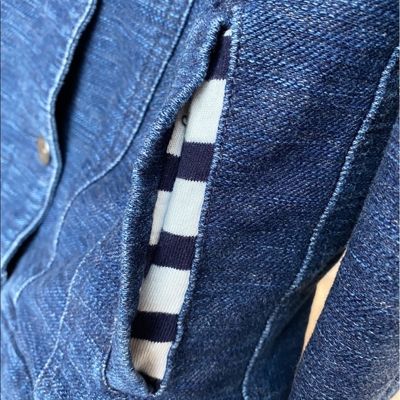 Splendid Jean Jacket w/ Built In Striped Hoodie - Picture 5 of 8